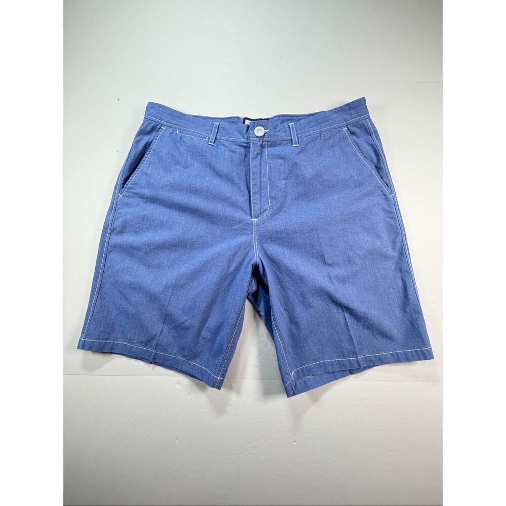 Johnnie-O Men’s Blue 100% Cotton Chino Shorts Size 36 Flat Front Golf 9" inseam